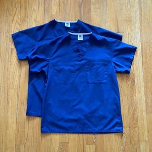 Medline, AngelStat Reversible V-Neck Scrub Tops, Unisex, Small, Navy, SET OF 2